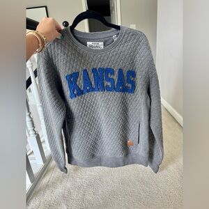 Brooks Gray Quilted Sweater with Blue Lettering